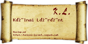 Kálnai Lóránt névjegykártya